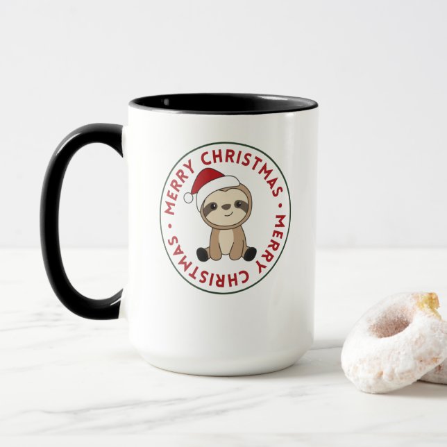 Sloth Christmas Snow Winter Animals Sloths Mug (With Donut)