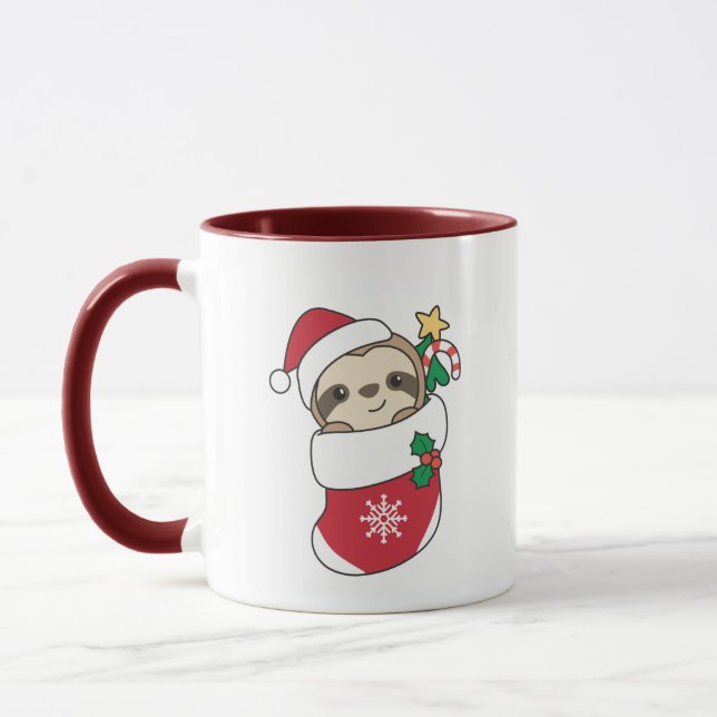 Sloth Christmas Snow Winter Animals Sloths Mug (Left)