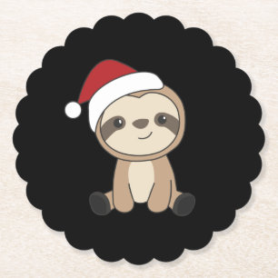 Sloth Christmas Snow Winter Animals Sloths Paper C Coaster