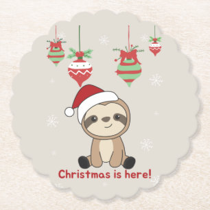 Sloth Christmas Snow Winter Animals Sloths Paper C Coaster