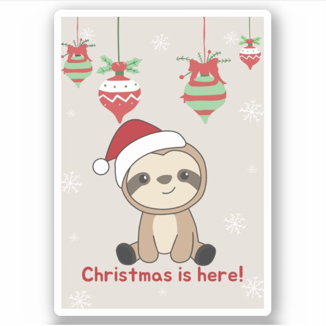 Sloth Christmas Snow Winter Animals Sloths Sticker (Front)