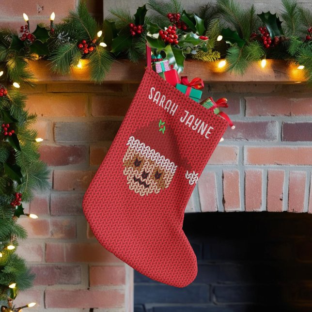 Sloth Christmas Stocking (Santa Sloth is coming to town & he's here on this festive red christmas stocking. Just add your name)