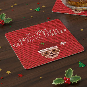 Sloth Christmas Sweater Party Paper Coasters