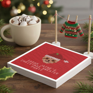 Sloth Christmas Sweater Party Red Paper Napkins