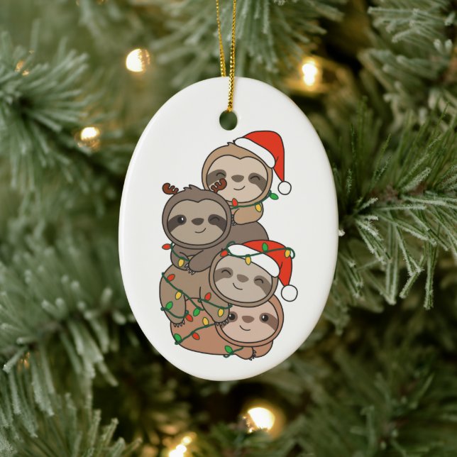 Sloth Christmas Tree Christmas Animals Sloths Ceramic Tree Decoration (Tree)