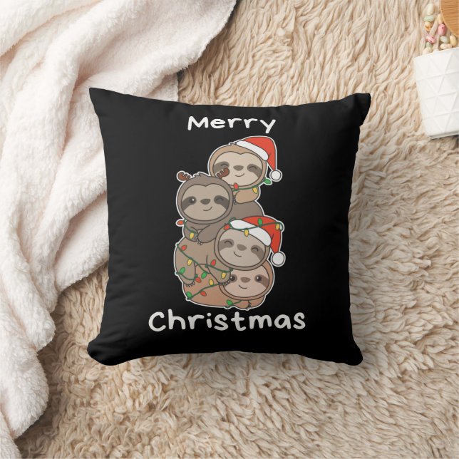 Sloth Christmas Tree Christmas Animals Sloths Cushion (Blanket)