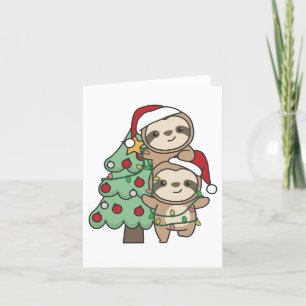 Sloth Christmas Tree Christmas Animals Sloths Holiday Card
