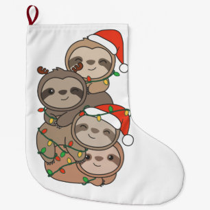 Sloth Christmas Tree Christmas Animals Sloths Large Christmas Stocking