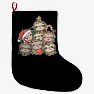 Sloth Christmas Tree Funny Animal Christmas Large Christmas Stocking