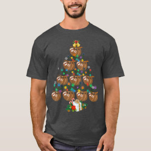 Sloth Christmas Tree Lights Funny Sloth Xmas T-Shirt