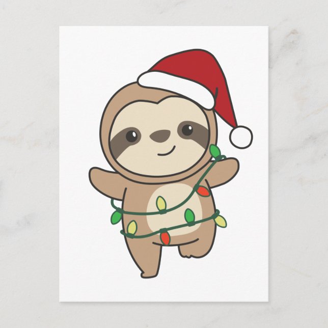 Sloth Christmas Winter Animals Sloths Holiday Postcard (Front)