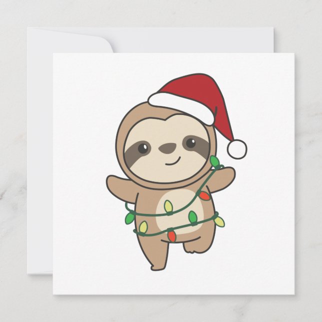 Sloth Christmas Winter Animals Sloths Invitation (Front)