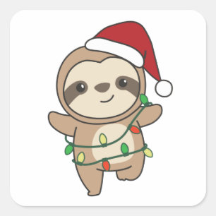 Sloth Christmas Winter Animals Sloths Square Sticker