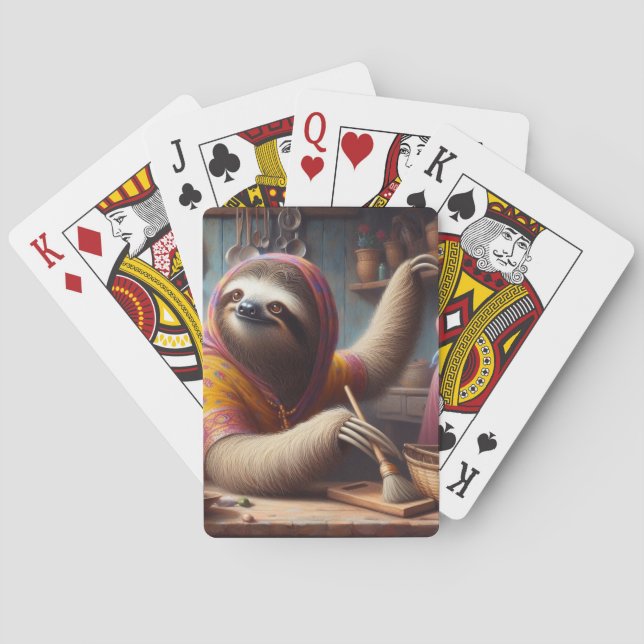 Sloth Cleaning a Kitchen Playing Cards (Back)