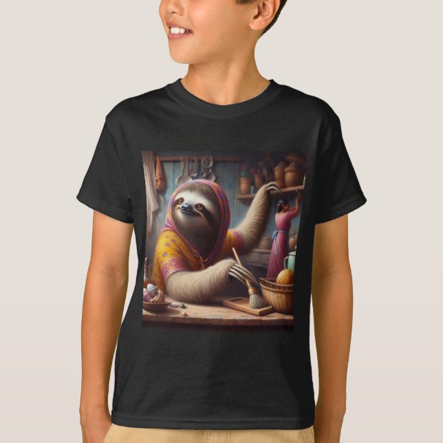Sloth Cleaning a Kitchen T-Shirt (Front)