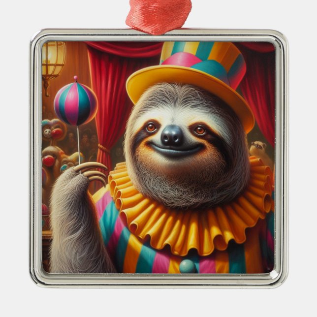 Sloth Clown Metal Tree Decoration (Front)