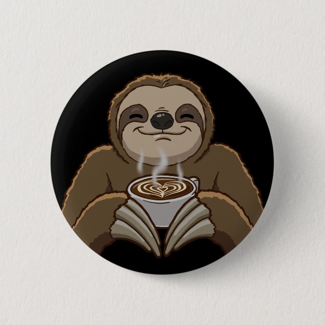 Sloth-Coffee-Foam 6 Cm Round Badge (Front)
