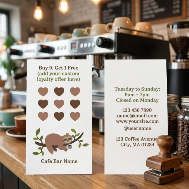 Sloth Coffee Shop Loyalty Punch Card (Creator Uploaded)