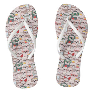 Sloth Comic Pattern Jandals