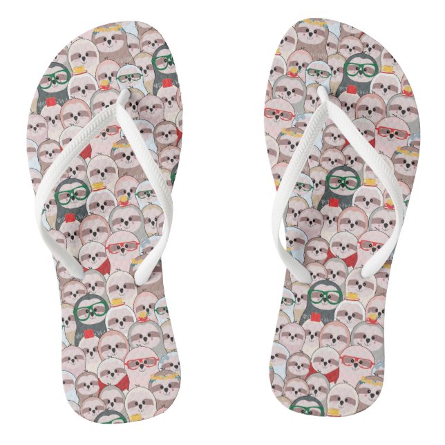 Sloth Comic Pattern Jandals (Footbed)