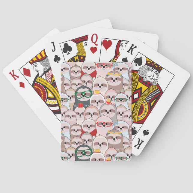 Sloth Comic Pattern Playing Cards (Back)