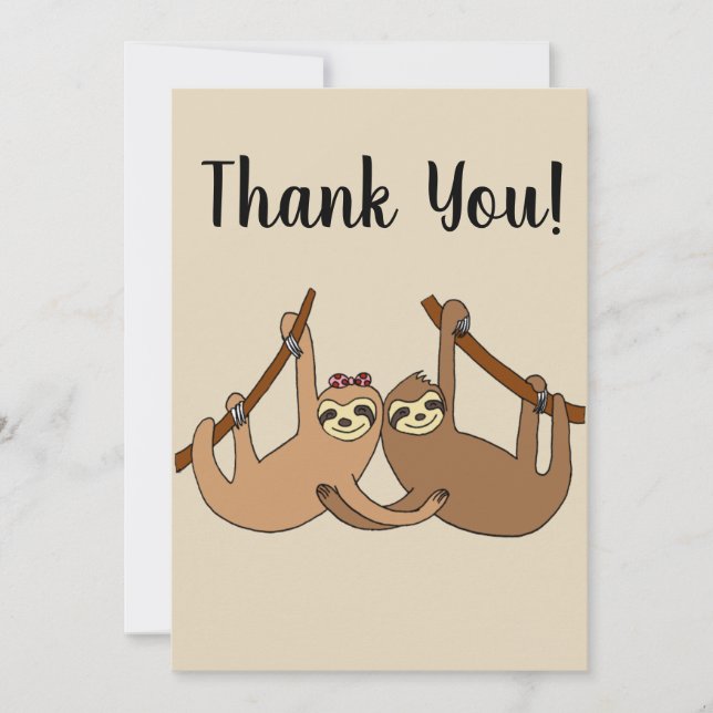 Sloth Couple Thank You Card (Front)