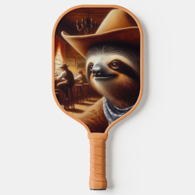 Sloth Cowboy in Saloon Pickleball Paddle (Front)