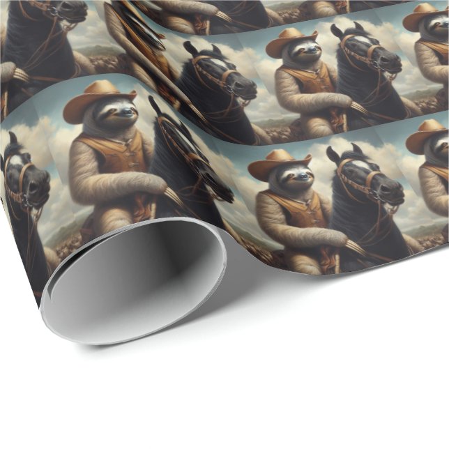Sloth Cowboy Wrapping Paper (Roll Corner)
