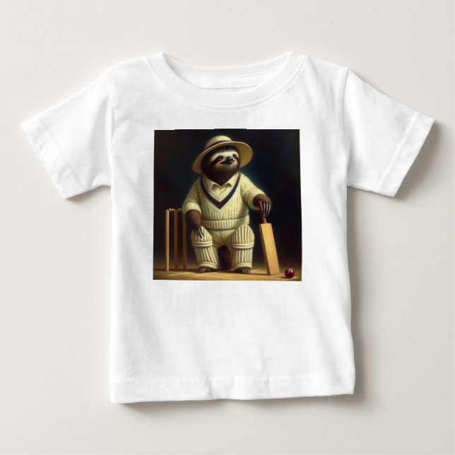 Sloth Cricket Player Baby T-Shirt (Front)