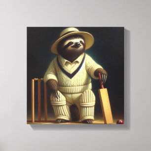 Sloth Cricket Player Canvas Print