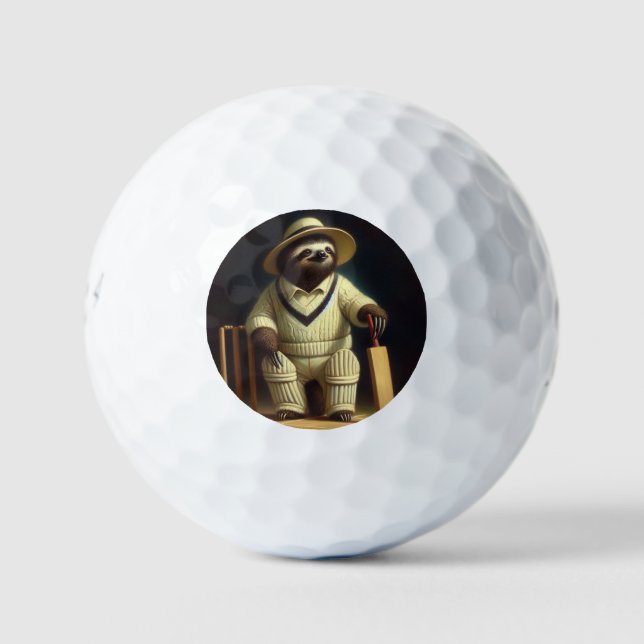 Sloth Cricket Player Golf Balls (Front)