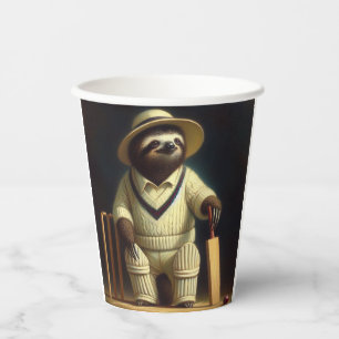 Sloth Cricket Player Paper Cups