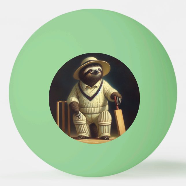 Sloth Cricket Player Ping Pong Ball (Front)
