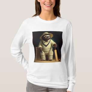Sloth Cricket Player T-Shirt