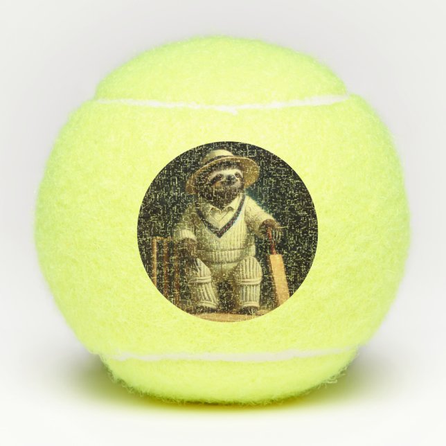 Sloth Cricket Player Tennis Balls (Front)