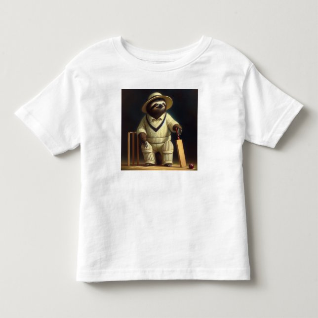 Sloth Cricket Player Toddler T-Shirt (Front)