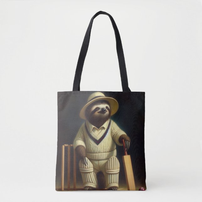 Sloth Cricket Player Tote Bag (Front)