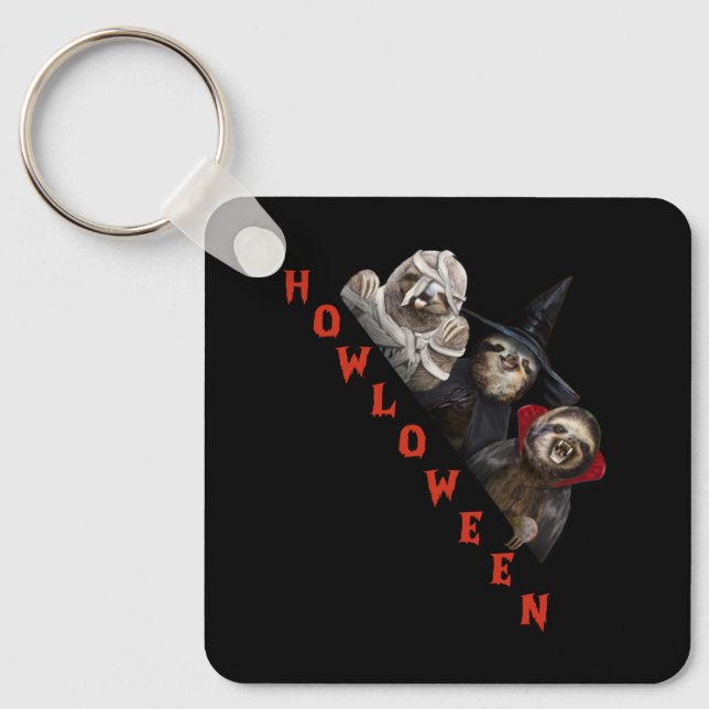 Sloth Custom Happy Halloween Shirt Sloth Graphic Key Ring (Front)