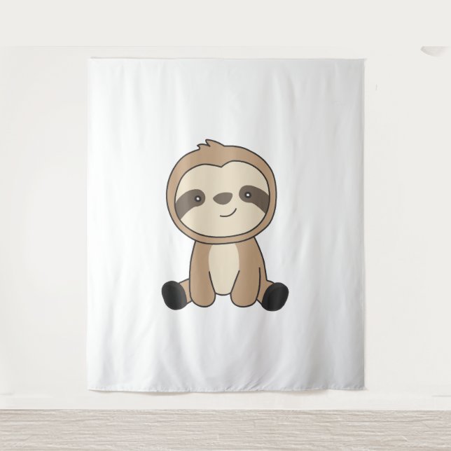 Sloth Cute Animals For Kids Funny Sloths  Tapestry (Front)