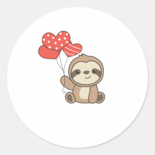 Sloth Cute Animals With Hearts Favourite Animal Classic Round Sticker