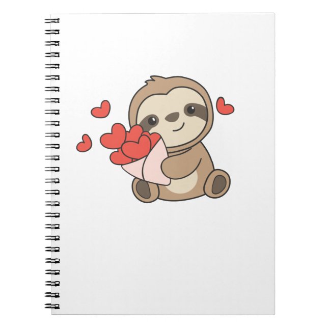 Sloth Cute Animals With Hearts Favourite Animal Notebook (Front)