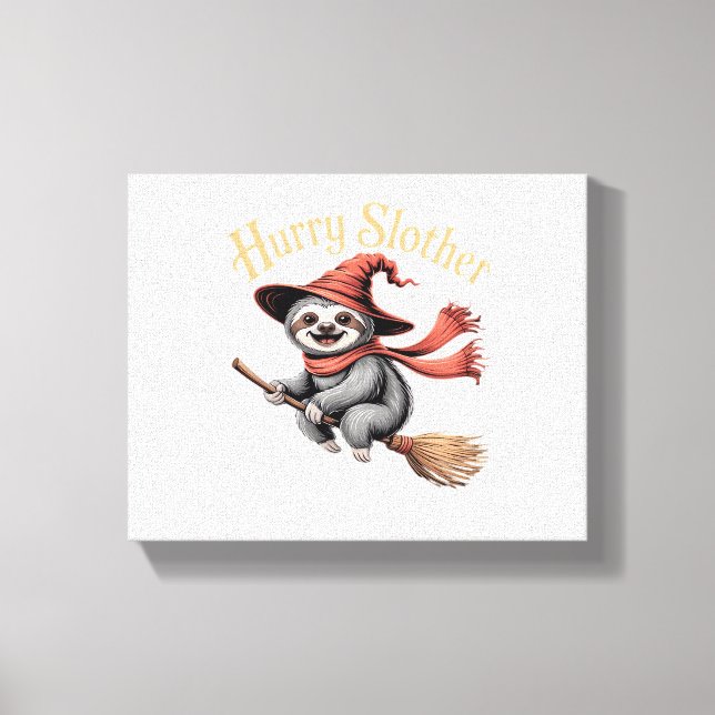 Sloth Cute Halloween Witch Funny Essential T-Shirt Canvas Print (Front)