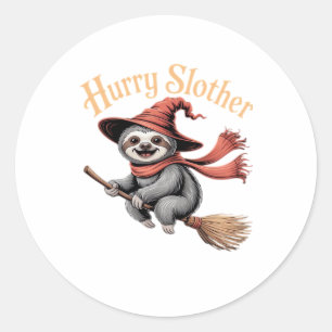 Sloth Cute Halloween Witch Funny Essential T-Shirt Classic Round Sticker