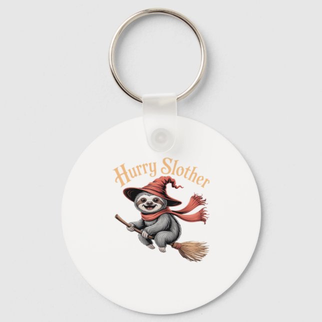 Sloth Cute Halloween Witch Funny Essential T-Shirt Key Ring (Front)
