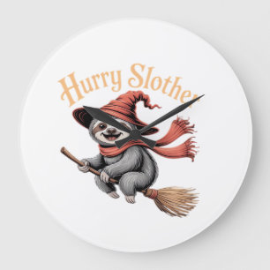 Sloth Cute Halloween Witch Funny Essential T-Shirt Large Clock