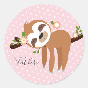 sloth, cute sloth, animal illustration classic round sticker