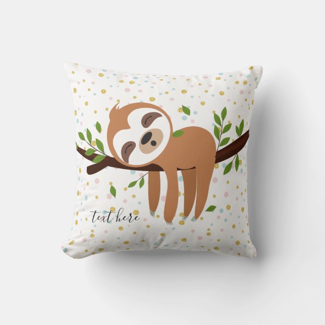 sloth, cute sloth, animal illustration cushion (Front)
