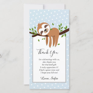 sloth, cute sloth, animal illustration thank you card