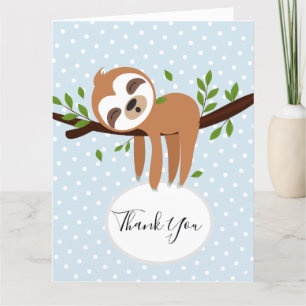 sloth, cute sloth, animal illustration thank you card