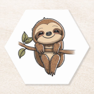 Sloth Cute Sloth Cute Cartoon Paper Coaster